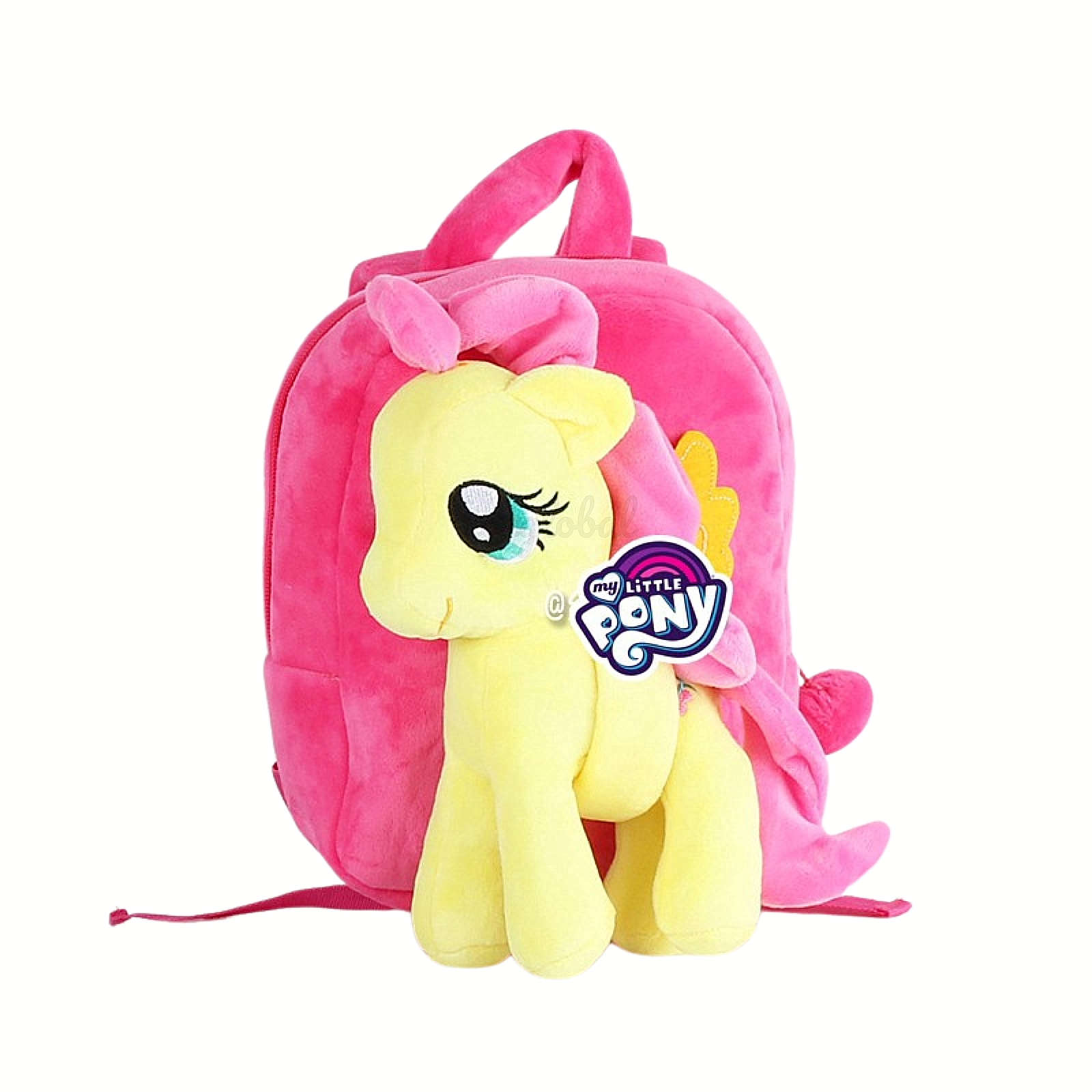 Zaino con RIMOVIBILE Giallo My Little Pony Peluche Bambini Borsa Prescolare 25x20cm