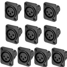 3-Pin XLR Female Jack Panel Mount Microphone Connector Adapter Converter 10Pcs