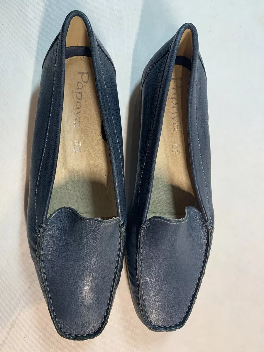 Vera Pelle Papaya Flats Women s Shoes Blue Size 41 EU Size 9.5