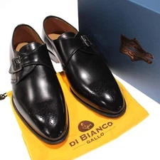 Di Bianco NWB Novella Single Monk Strap Leather Dress Shoes Size 10 in Black