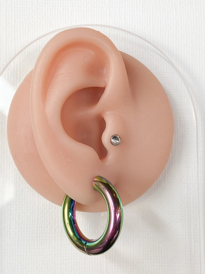 PAR de pendientes de aro gruesos de acero inoxidable con bisagras de 5 mm de ancho 20 g para hombre o mujer Foto 3 de 4