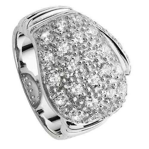 Da Uomo Boxe Guanto Anello Argento Sterling Fidanzamento Marchiato Misura T- Z + - Immagine 2 di 3