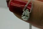1Ct Solitaire Pendant Necklace And 18" Chain 14k White Gold Over Pear Shaped