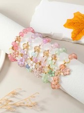 6pcs/set Flower Charm Beaded Bracelet For Women For Gift Creative Jewelry