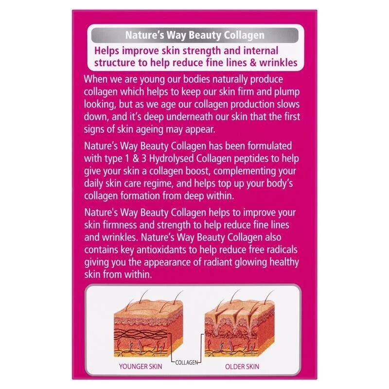 Nature's Way Beauty Hydrolised  Collagen 2500mg Australian Vitamins 120 Tablets Foto 3 de 4