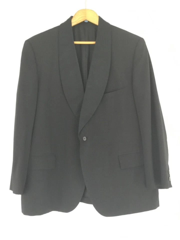 VTG LORD WEST TUX COAT MENS 44S TUXEDO JACKET WOOL SILK SHAWEL LAPEL BLACK A EUC - Image 3 of 4