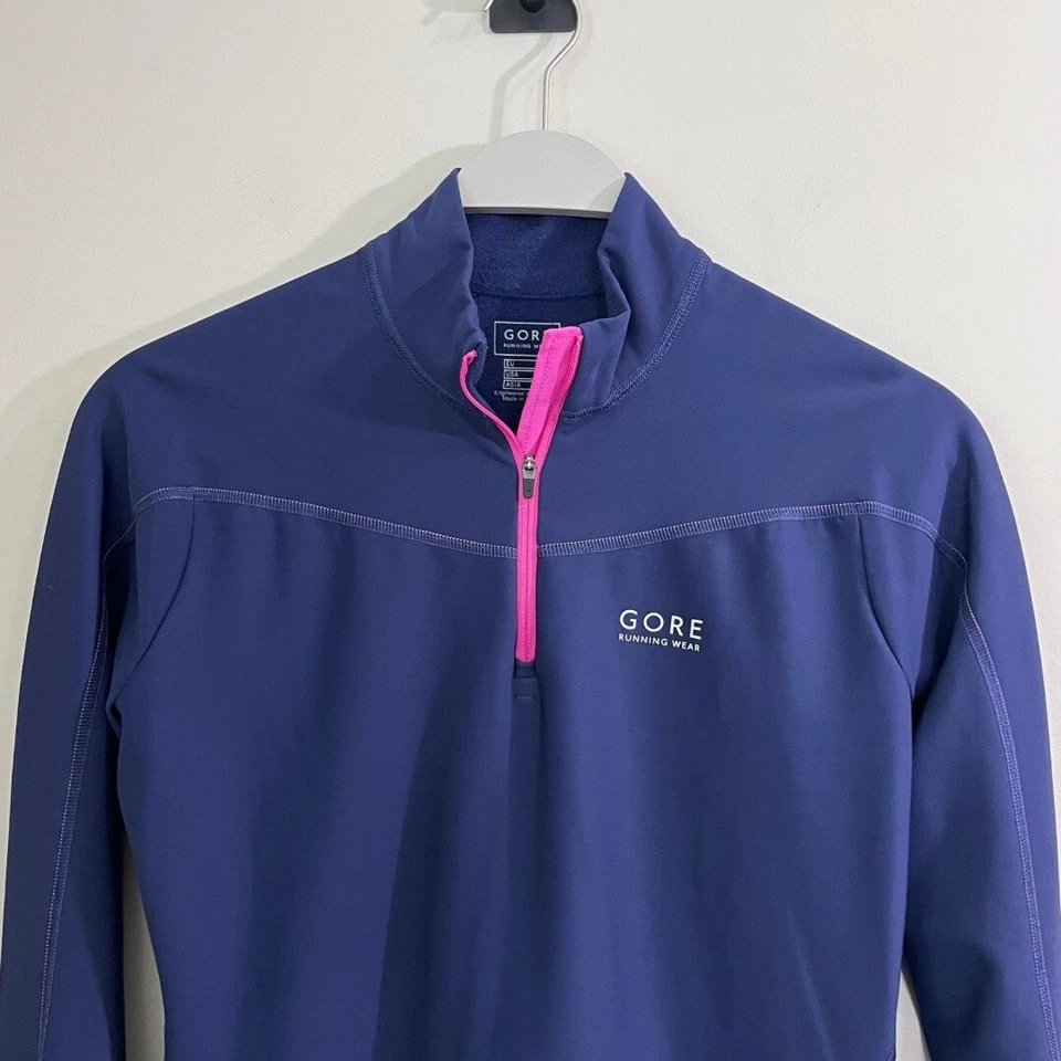Gore Running Women’s 1/4 Zip Fleece Layer Pullover XS Blue/Pink $85 Pristine - Image 2 of 4