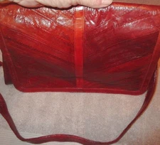 Vintage Phoenix Soft Leather Crossbody Bag Exotic Eel Skin Red Old Money 90s