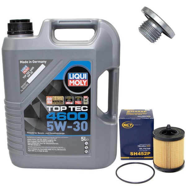 MotoröL Set 5W-30 5 Liter + ÖLfilter SH 452 P + Schraube FüR Opel Vectra B 2.2I-image