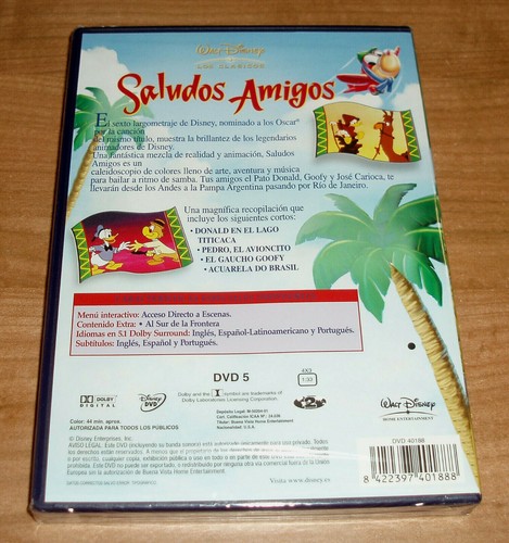 Saludos Amigos Clasico Disney Nº 6 DVD Nuevo Sellado Animacion - Imagen 2 de 4
