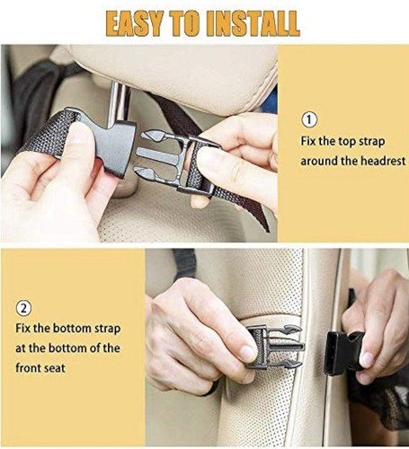 2 Pack Car Backseat Organizer 9 Storage Pockets Seat Back Protectors Kick Mats - Afbeelding 6 van 7