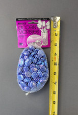Vintage 100 Glass Mega Accent Marbles Electric Blue Iridescent Net Bag New