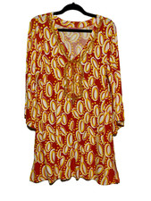 Vtg Joyous & Free Retro 70s Geometric Mini Dress Womens Large Hippie Chic Funky