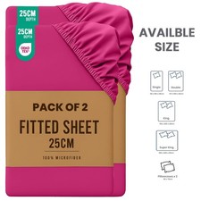 Deep Fit Bed Sheets Hotel Quality Single Double King Size Fitted Sheet PACK OF 2