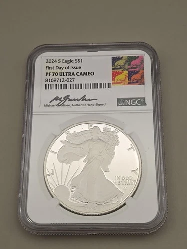 2024 S American Silver Eagle Dollar NGC PF70 Ultra Cameo Guidoso Signed