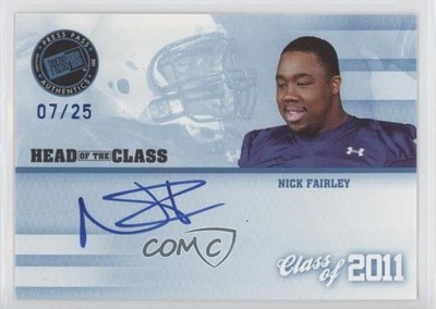 2011 Press Pass Head of the Class 7/25 Nick Fairley #C11-NF Rookie Auto RC ni4