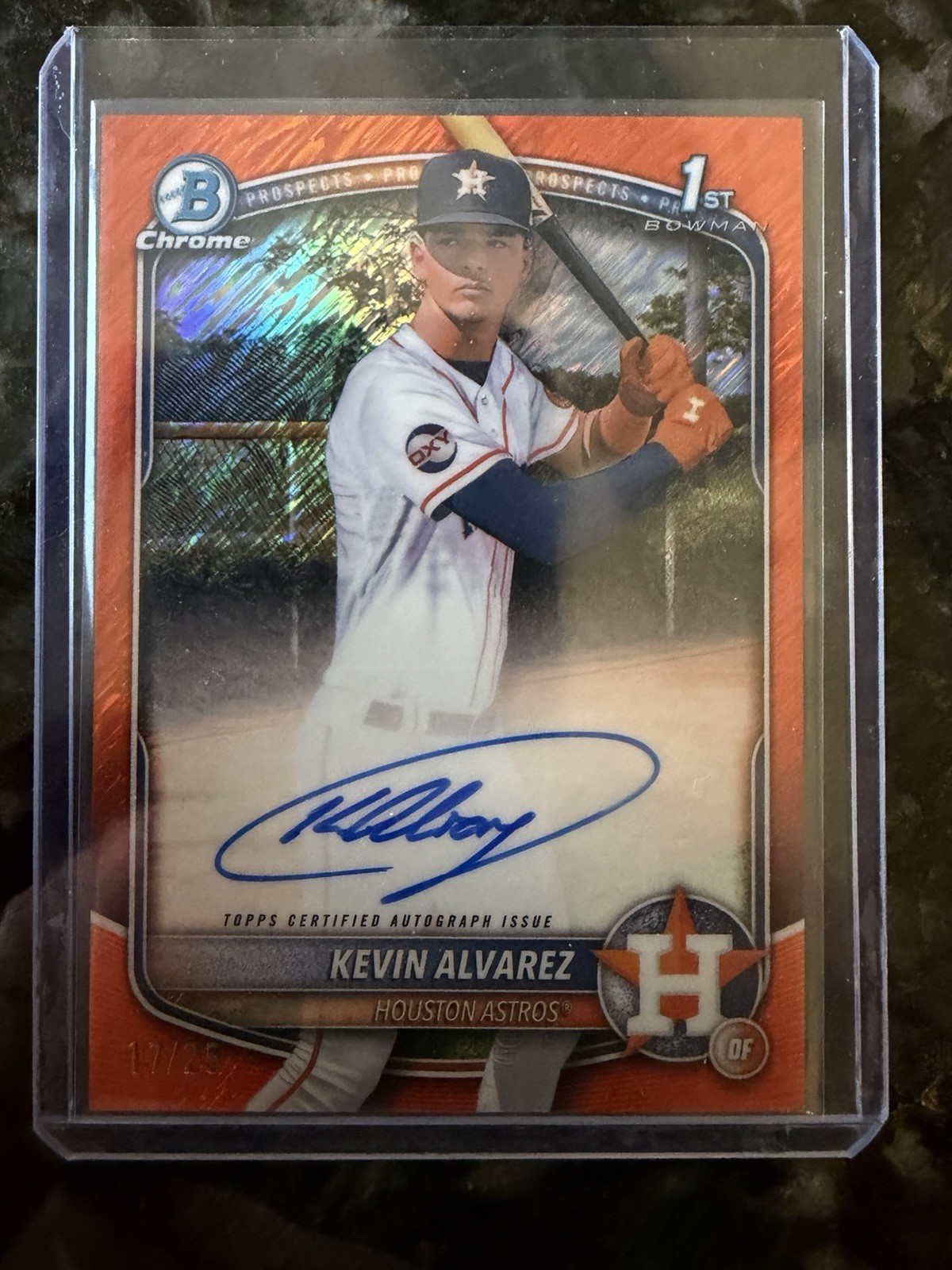 2025 Bowman Chrome 1st Kevin Alvarez Auto Orange Shimmer Refractor #17/25 #Match