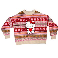 Forever 21 Hello Kitty Friends Fair Isle Knit Sweater Womens Oversized Medium