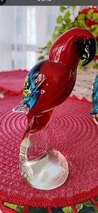 7" Gorgeous Glass Macaw Sculpture Murano ?murano Style Parrot Statue Glass Bird