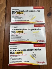 3 Boxes Perrigo Acetaminophen Rectal Suppositories USP Fever Treatment 120 mg