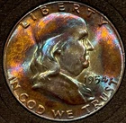 FBL! Superb Gem BU Toned 1954 P Franklin Half Dollar- Sexy Full Bell Lines