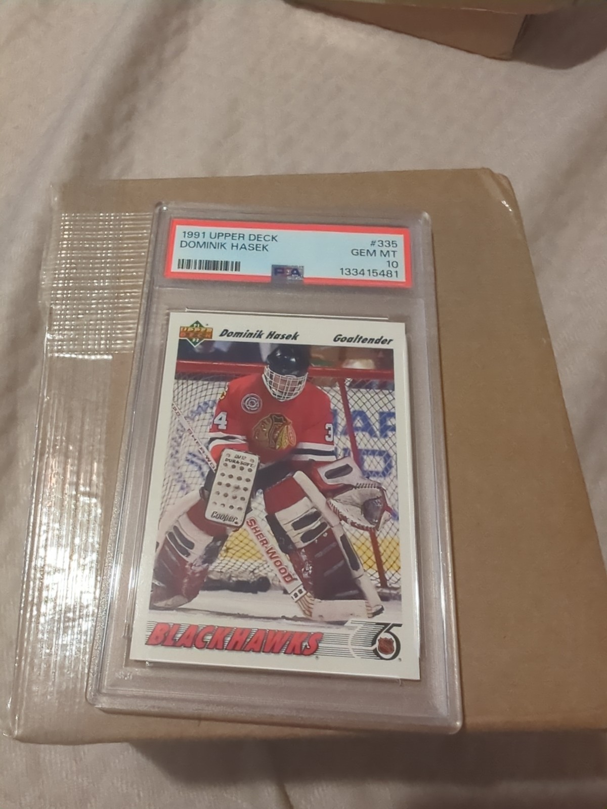 1991-92 Upper Deck Dominik Hasek #335 (RC) HOF Chicago Blackhawks PSA 10 GEM MT