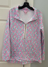 Lilly Pulitzer Luxletic Shell Print Half Zip Pullover Top - Women's Med