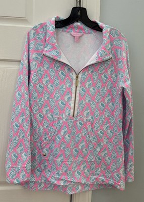 Lilly Pulitzer Luxletic Shell Print Half Zip Pullover Top - Women's Med