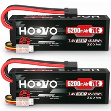 HOOVO 7.4V 70C 6200mAh 2S Lipo Battery Hard Case 6200mAh-TR (2 Pack)