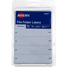 6 Pack Avery File Folder Labels, 0.625in X 2.75in, Permanent, White 6141, 156 Ct