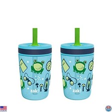 Zak Designs Kelso 15 oz Tumbler Set 2pc, Campout Color, Leak-Proof Lid  Straw