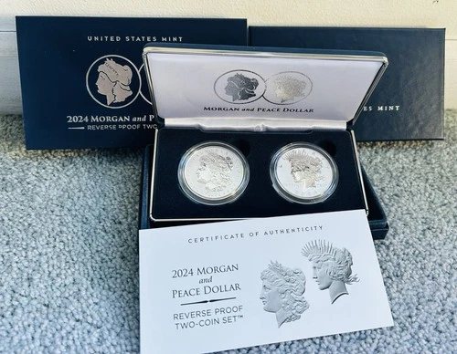 2024 S Morgan and Peace Silver Dollar $1 Reverse Proof Two Coin Set!