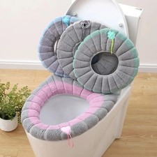 Toilet Seat Cover Soft Warmer Thicker Stretchable Washable Cushion Mat BathroomV