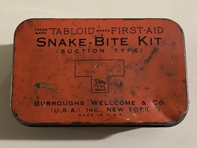 Vintage ''Tabloid'' First Aid Snake-Bite Kit by Burroughs Wellcome & Co New York