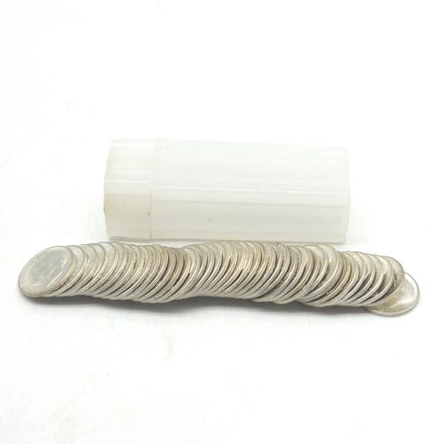 (42) 1955-S Roosevelt Dimes 90% Silver BU Uncirculated Roll Lot Brilliant Coins