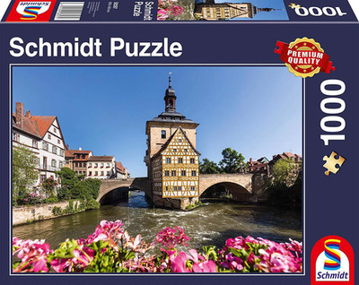 Puzzle Bamberg, Regnitz und das Alte Rathaus 1000 Teile