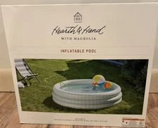 132 Gallon Layered Plaid Inflatable Kiddie Pool Green/Blue - Hearth & Hand