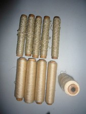 10 bobines de fil blanc cassé  filature mercerie usine déco support bois