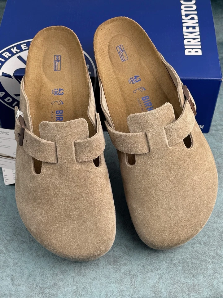 Nuevo Birkenstock Boston Taupe Gamuza Estrecha/Ancha Suela de Corcho con EU37-45 unisex Foto 4 de 4