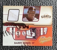 🔥BARRY BONDS 2002 FLEER JERSEY AUTHENTIX RIPPED GAME USED DIRTY JERSEY PATCH!🔥