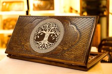 Backgammon Set Tree of life, Wooden Board Game, Wood Armenian Nardi Handmade