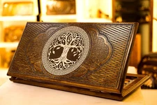 Backgammon Set Tree of life, Wooden Board Game, Wood Armenian Nardi Handmade