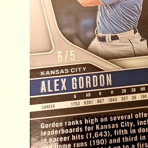 Prizm Black Gold SSP #8 2025 Alex Gordon #5/5 Kansas City Royals favorito de los fanáticos Foto 3 de 3
