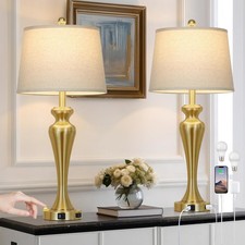30" Gold Tall Table Lamps for Living Room, Touch Control Bedroom Lamp with US...