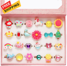 PinkSheep Little Girl Jewel Rings in Box, Adjustable, No Duplication, Girl...