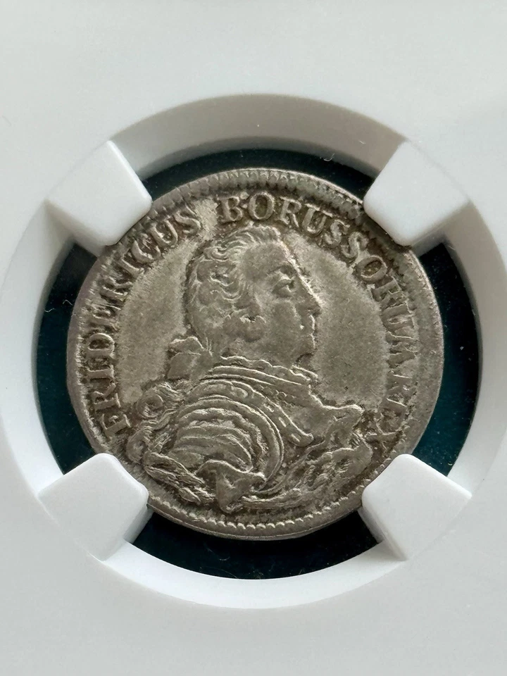 1753 C German States Prussia 1/12 Thaler | Friedrich II | NGC AU55 - Image 2 of 4