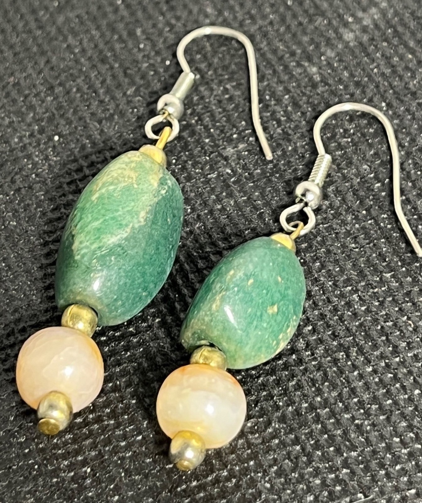 Amazonite & White Chalcedony Dangle Earrings Natu… - image 1