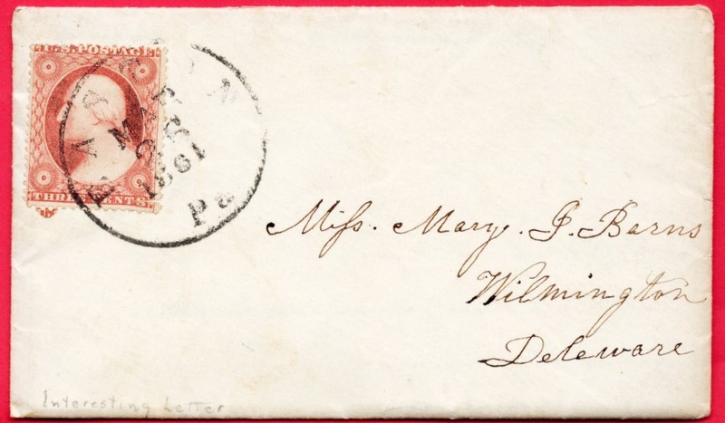 U.S. Scott : 26 with cancels, Easton, Pa   w/Ltr. inside         / MB-780
