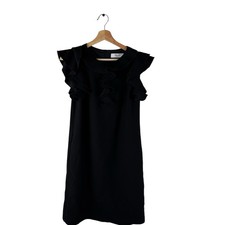 Blugirl Blumarine Dress Ruffle Shoulder Shift Dress Black Size IT 40 US 4