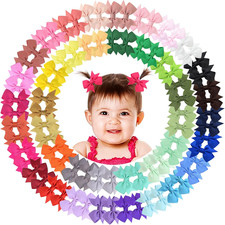 Hair Clips for Girls - 80PCS Fully Lined Tiny Alligator Bows in Pairs for Infant
